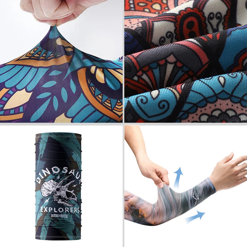 2er-Set Sonnenschutz Ice Silk Arm Sleeves & UV-Schutzmaske – Atmungsaktive, kühlende Ärmel und Bandana-Maske für maximalen Schutz beim Radfahren, Laufen und Outdoor-Aktivitäten im Sommer