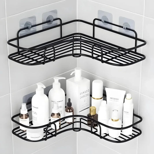 Eckregal für das Badezimmer - Wandmontiertes Toilettenregal ohne Bohren, Duschregal für Shampoo und Bad-Organizer