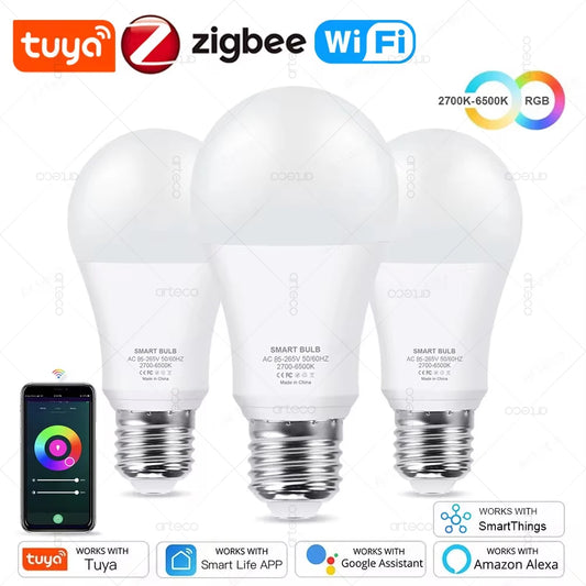 Smart Home LED Lampe E27 – Tuya Zigbee & WiFi, RGB+CW+WW, Sprachsteuerung via Alexa & Google Assistant
