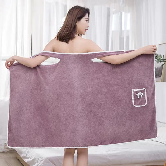 Tragbares Coral Velvet Dusch-Tuch – Dick, Stark Absorbierend und aus Reiner Baumwolle, Ideal als Badewickel für Zuhause