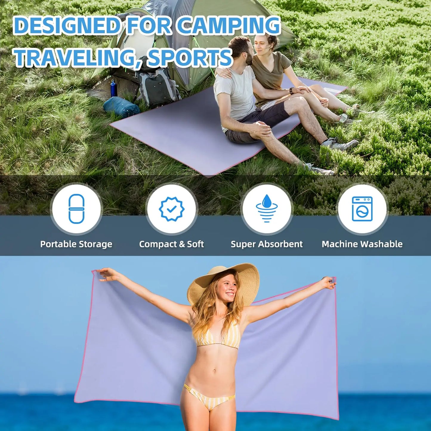 Sport Mikrofaser Handtuch – Ultralight & schnell trocknend, ideal für Pool, Gym, Yoga und Strand