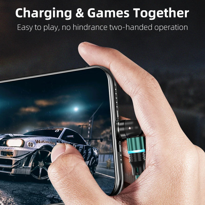 AUFU 540° Drehbarer Magnetisches Kabel – 3A Schnellladekabel, Typ-C und Micro-USB Datenkabel für iPhone 14, Xiaomi, Samsung, Ideal für einfaches und schnelles Aufladen