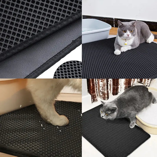 Rutschfeste und Waschbare Katzenstreu-Matte - Wasserdichte Doppelschicht-Matte für Haustiere, Hochwertige Katzenpflege