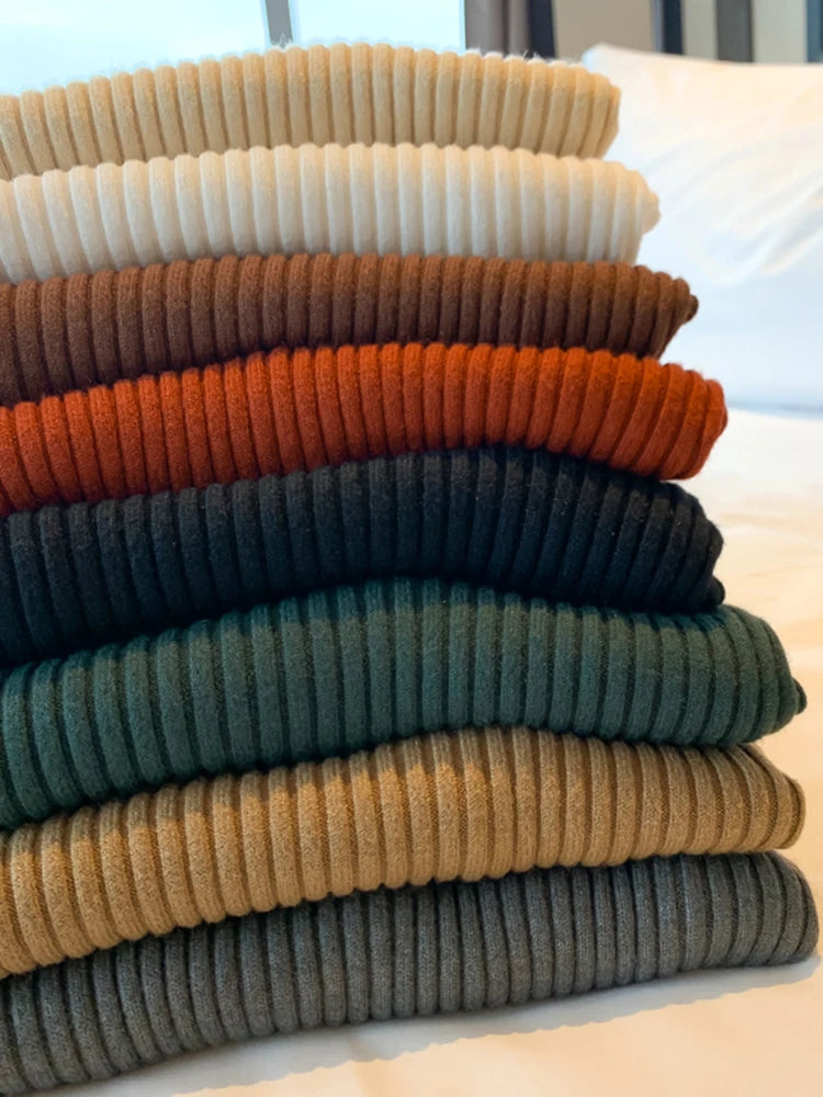 Klassisches Damen-Strickoberteil – Einfarbiger Rollkragenpullover mit langen Ärmeln, Slim-Fit, Schlichte Eleganz im Koreanischen Stil