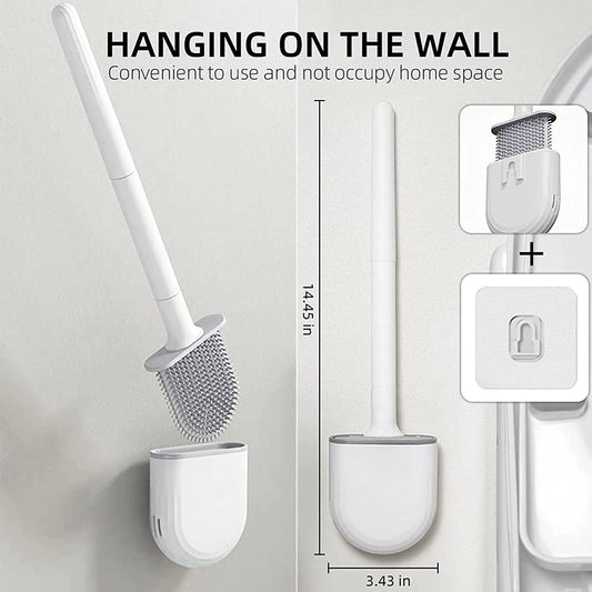Wandmontierte WC-Bürste mit Silikon-Flachkopf – Toilettenreinigungsbürste für Badezimmer – Bürstenset zur gründlichen Reinigung