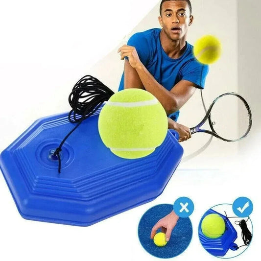 Tennis-Übungsgurt mit Rückpralleffekt - Tragbares Trainingsgerät für Anfänger, Inkl. Zubehör und Badminton-Seil, Für das Selbsttraining, Effektiver Tennis Solo-Trainer