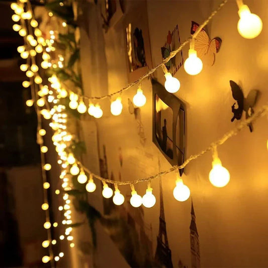 LED Kugel-Lichterkette – In 10/20/40/80 LEDs, Batteriebetrieben, Ideal für Garten, Hochzeit, Party & Weihnachtsdeko