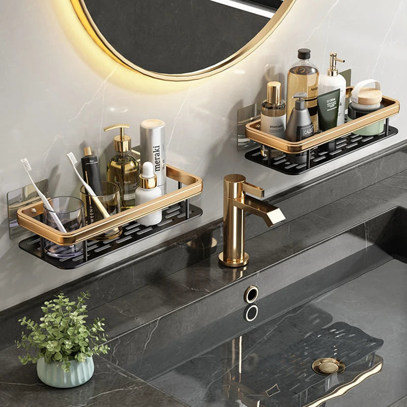 Bohrfreier stylische Wandregal-Organizer für Badezimmer und Küche – Praktisches Regal zur Aufbewahrung von Shampoo, Kosmetik und anderen Badezimmeraccessoires