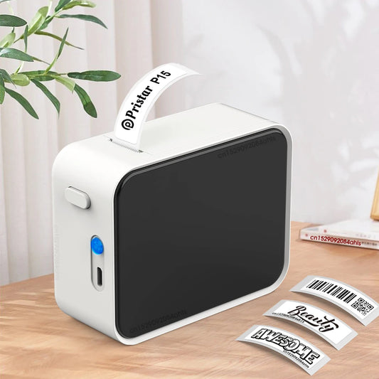 Kompakter Bluetooth-Etikettendrucker – Tragbarer DIY-Thermodrucker für selbstklebende Etiketten, Optimal für Zuhause, Büro und unterwegs, Mit 5 Packungen weißer Etiketten