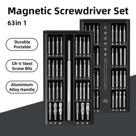 Magnetisches Schraubendreher-Set 63-in-1 Kit – Präzisions-Bits für Elektronik, Computer, PC und Handy – Multifunktionales Wartungswerkzeug