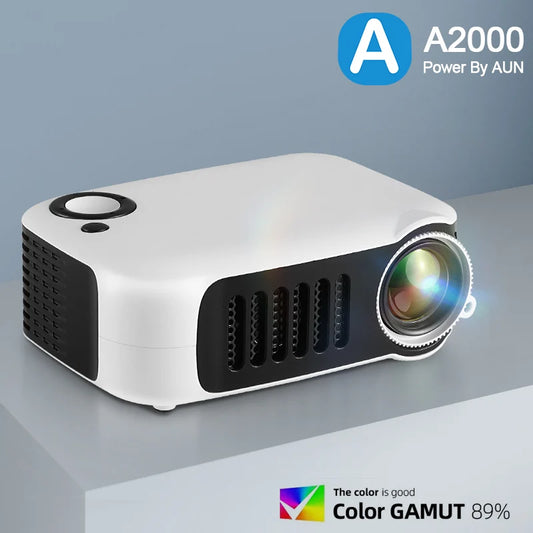 AUN A2000 Tragbarer Projektor LED Heimkino Mini Smart TV Beamer Unterstützung für 1080P Full HD Filmwiedergabe