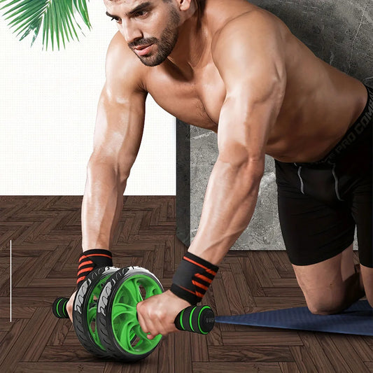 Bauchroller mit Doppelrollen – Fitnessgerät für effektives Bauchtraining, Geräuscharmer Roller für Männer und Frauen, Ideal zur Fettverbrennung