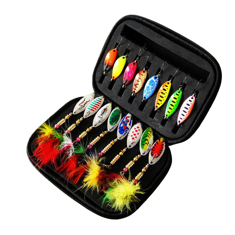 16/10-teiliges Set Metall Löffel Spinner Angelköder