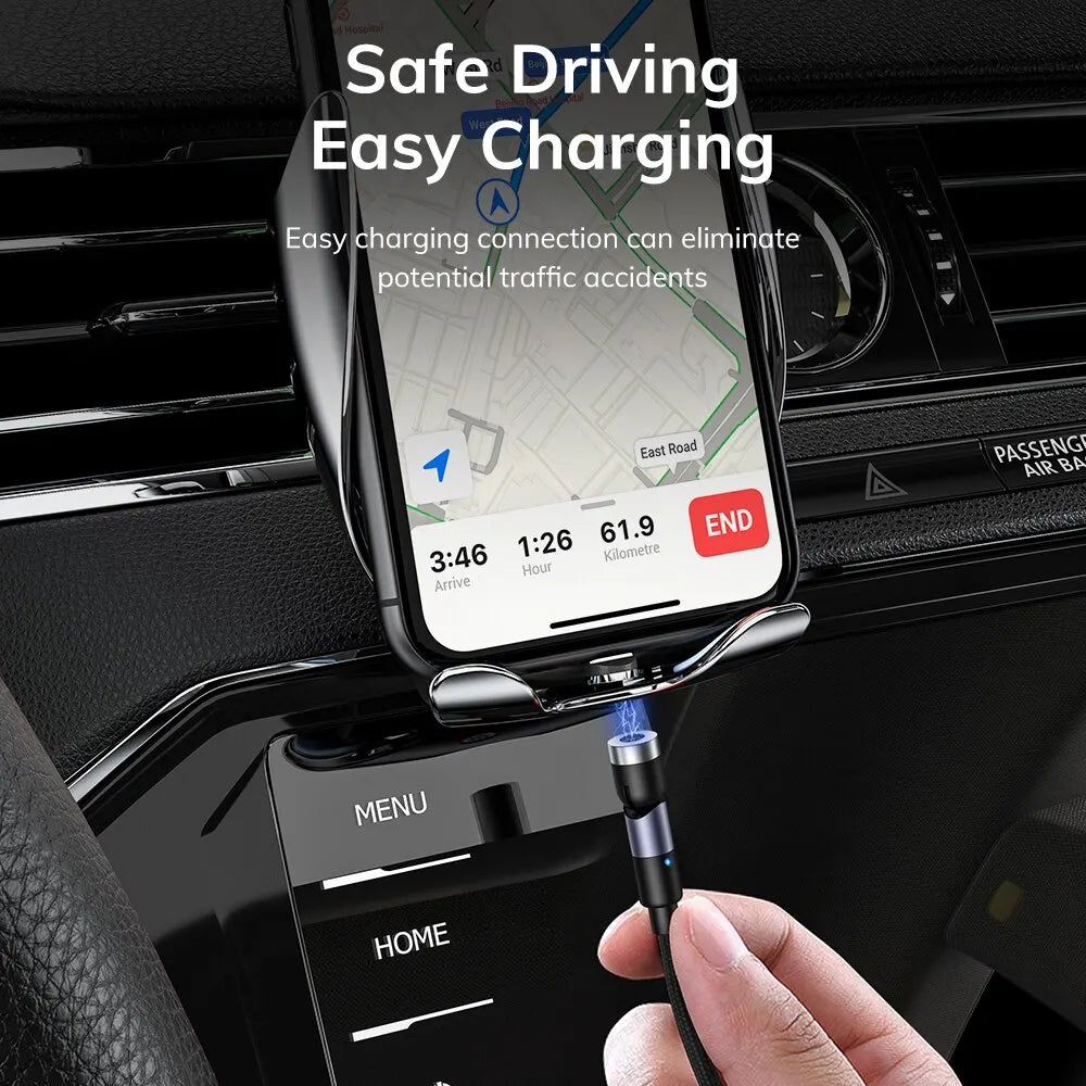 Magnetisches 3-in-1 Ladekabel von TOPK – 540° rotierendes Micro USB & Type-C Kabel mit 90° Winkel-Stecker für bequemes Laden