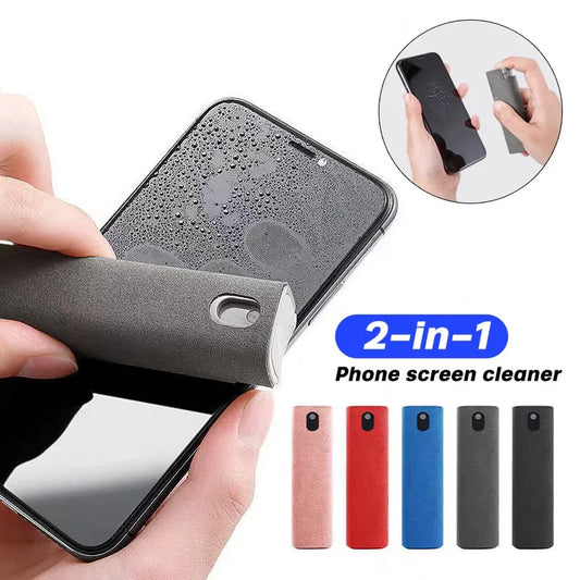 2-in-1 Bildschirm-Reinigungsset – Sprühflasche und Mikrofaser-Tuch für Handy, PC, Tablet und iPad, Effektive Staubentfernung und Politur