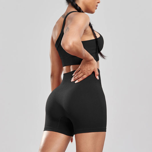 Neu 2024: Damen Fitness-Shorts-Set – Figurbetonte, dehnbare High-Waist-Shorts für sexy Sport-Outfits, Ideal für Laufen, Outdoor-Aktivitäten und Casual Fashion