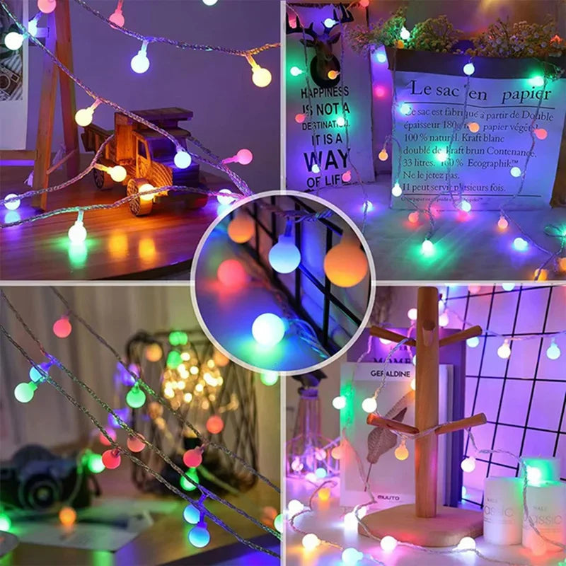 LED Kugel-Lichterkette – In 10/20/40/80 LEDs, Batteriebetrieben, Ideal für Garten, Hochzeit, Party & Weihnachtsdeko