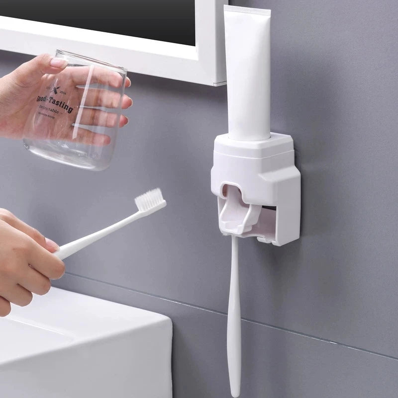 2 in 1 Automatischer Zahnpastaspender und Zahnbürstenhalter - Kreative Lösung für Badezimmeraufbewahrung und -organisation