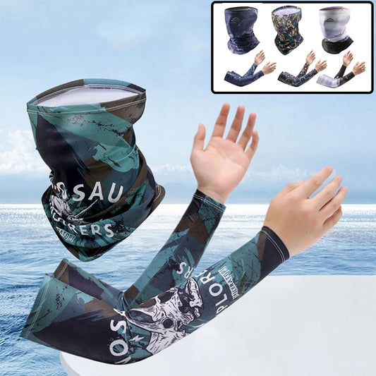 2er-Set Sonnenschutz Ice Silk Arm Sleeves & UV-Schutzmaske – Atmungsaktive, kühlende Ärmel und Bandana-Maske für maximalen Schutz beim Radfahren, Laufen und Outdoor-Aktivitäten im Sommer
