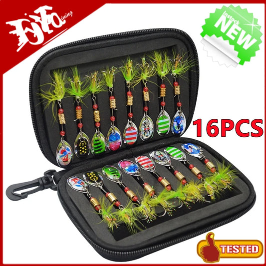 16/10-teiliges Set Metall Löffel Spinner Angelköder