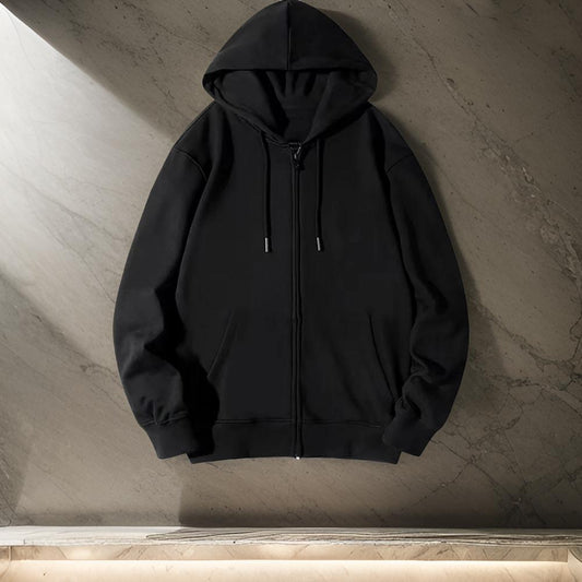 Herren Hoodie mit Reißverschluss – Herbst-Kapuzenpullover, bequemer Cardigan, einfarbig und aus hochwertigem Material
